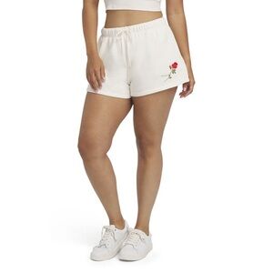 542.MILLS BY MILLIE BOBBY BROWN Embroidered Drawstring Terry Shorts in Ivory NWT